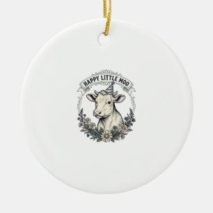 Geburtstagskalb-Illustration Vintage-Stich Flora Keramik Ornament