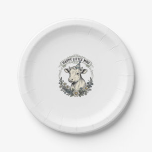 Geburtstagskalb-Illustration Vintage-Stich Flora Pappteller