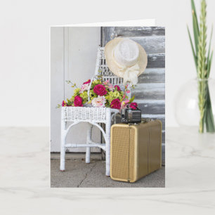 Geburtstagskamera auf Koffer Vintag Karte