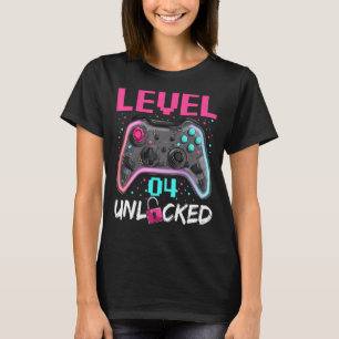 Geburtstagskamerad Stufe 4 Entsperrt 4 Jahre alter T-Shirt