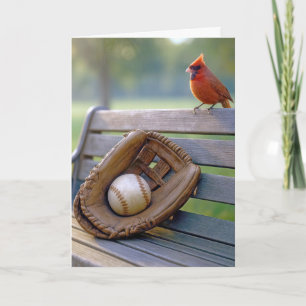 Geburtstagskardinal mit Baseballhandschuh Karte