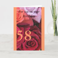 Geburtstagskarte 58. Geburtstagsfarbene Rose Alter