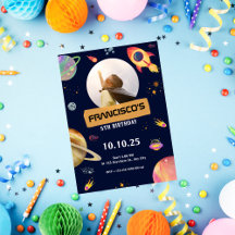 Geburtstagskarte Blue Space Themed