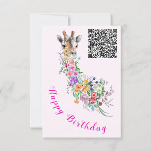 Geburtstagskarte Blume Bouquet Giraffe QR Code Wis Karte