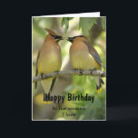 Geburtstagskarte der Vogelpaare I Liebe Karte<br><div class="desc">Custom Happy Birthday,  auf die Liebe der Frau I mit kuppelnden Zedar Waxwing Birnen</div>
