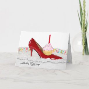 Geburtstagskarte des Cupcake in Red Shoe Karte