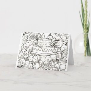 Geburtstagskarte - Doodle Birthday Cake Karte