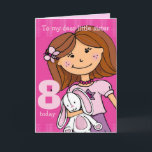 Geburtstagskarte eines benutzerdefinierten Mädchen Karte<br><div class="desc">Diese Karte sagt "An meine liebe kleine Schwester 8 heute. Innen: "Herzlichen Glückwunsch zum Geburtstag". Oder passen Sie Ihre eigenen Worte an. Spielkarte,  die ausschließlich von Sarah Trett www.sarahtrett.com.au com.au entworfen wurde</div>