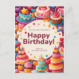 GEBURTSTAGSKARTE EINLADUNGSPOSTKARTE