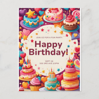 GEBURTSTAGSKARTE EINLADUNGSPOSTKARTE