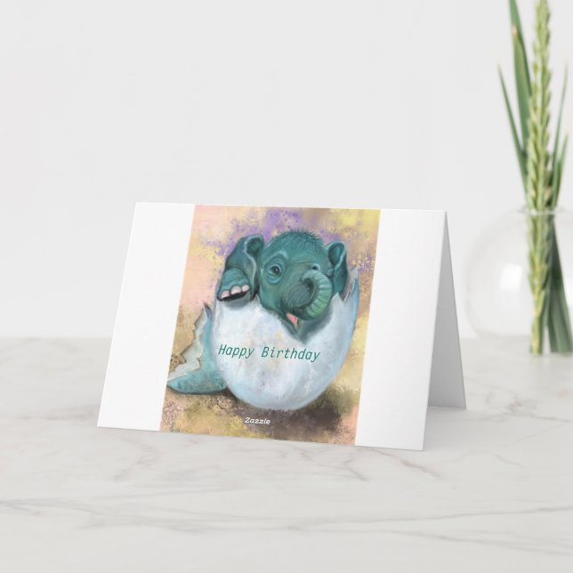 Geburtstagskarte Elephant Hatching from Egg Karte (Rückseite)