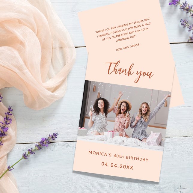 Geburtstagskarte Foto Peach simple danke Karte (Von Creator hochgeladen)