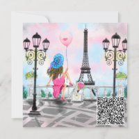 Geburtstagskarte Frau in Paris Ihr QR-Code wünscht