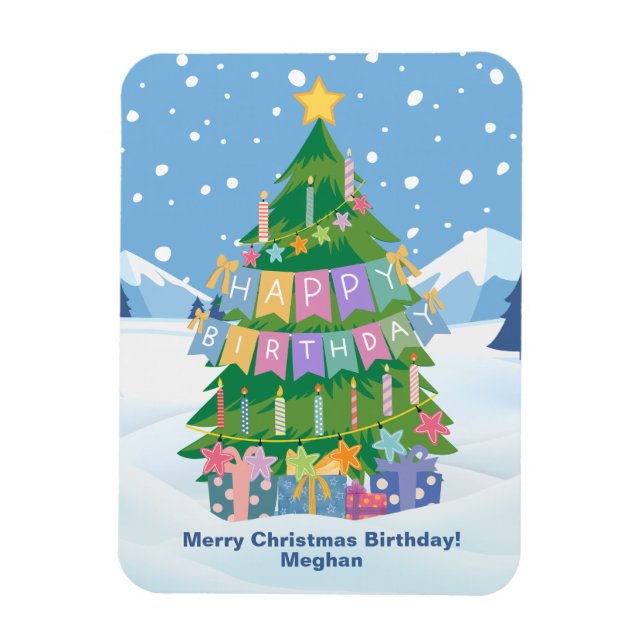 Geburtstagskarte - Frohe Weihnachten & Geburtstag Magnet (Vertikal)