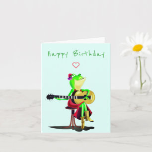 Geburtstagskarte Frosch spielt Gitarre Lustig Karte