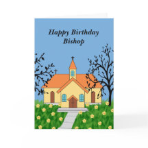 Geburtstagskarte für Bischof illustrierte Kirche