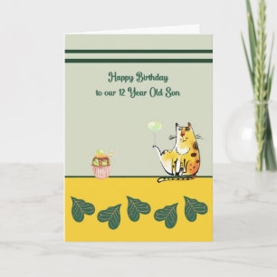 Geburtstagskarte für den 12-jährigen Sohn mit Katz Karte