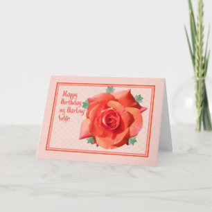 Geburtstagskarte für Ehefrau mit Orange Rose Karte