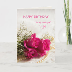 Geburtstagskarte für Ehefrau mit rosa Rosen Karte