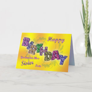 Geburtstagskarte für eine Schwester mit Blumentext Karte