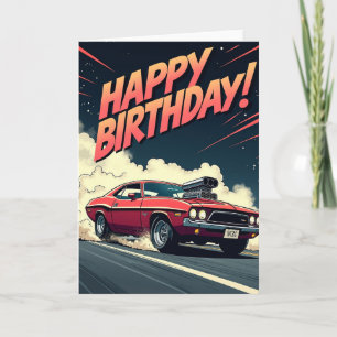 Geburtstagskarte für einen roten Muscle-Car-Fan Karte