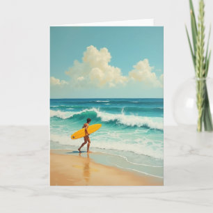 Geburtstagskarte für einen Surfer mit Sonnenschein Karte