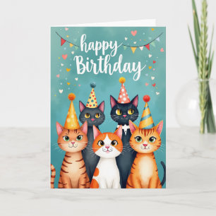 Geburtstagskarte für Festive Felines Karte