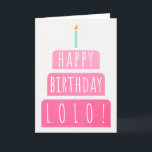 Geburtstagskarte für Lolo Karte<br><div class="desc">Geburtskarte für Lolo. Wenn du deinen Großvater Lolo anstelle von Opa anrufst, ist diese Geburtstagskarte perfekt für ihn. (Lolo bedeutet Großvater in Tagalog / Philippino.). Ihr Lolo wird auch das farbenfrohe, rosa-farbene Design dieser Geburtstagskarte mit einem Geburtstagskuchen mit der Aufschrift "Herzlichen Glückwunsch zum Geburtstag Lolo!" Liebe geben. Machen Sie diese...</div>