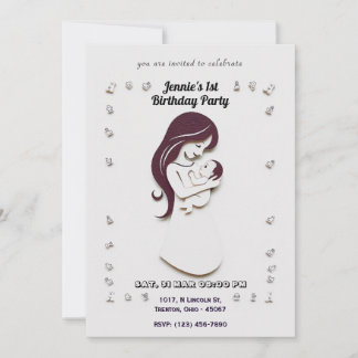 Geburtstagskarte für Mutter und Baby Einladung