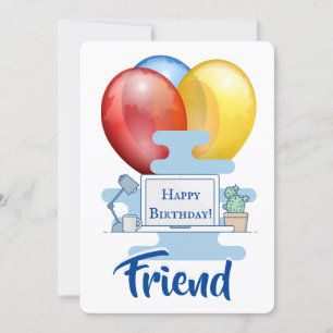 Geburtstagskarte für niedlichen Computer und Ballo Dankeskarte