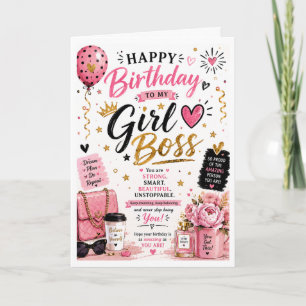 Geburtstagskarte für Tochter als Girl Boss Karte