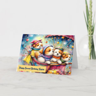 Geburtstagskarte für Triplets zum zweiten Geburtst Karte