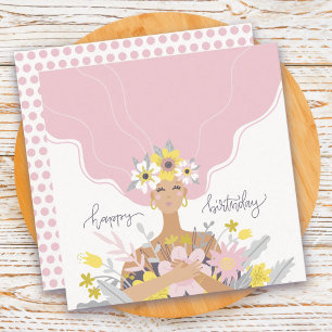 Geburtstagskarte Girl Nature Floral Flat Card