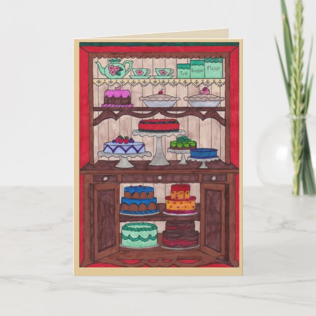 Geburtstagskarte - Kuchen im Karton Karte (Vorderseite)