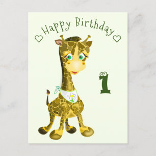 Geburtstagskarte mit Baby Giraffe - Jahrname hinzu Postkarte
