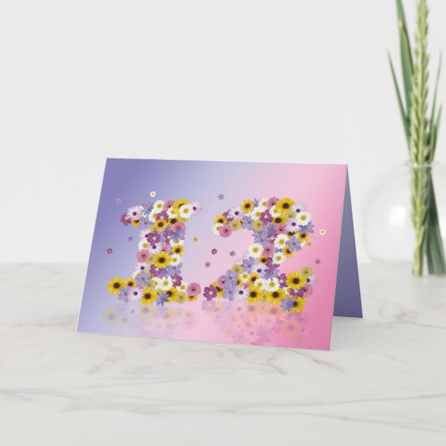 Geburtstagskarte mit Blumenbriefen Karte (Vorderseite)