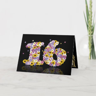 Geburtstagskarte mit Blumenbriefen Karte