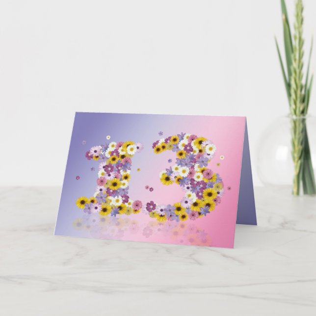 Geburtstagskarte mit Blumenbriefen Karte (Vorderseite)