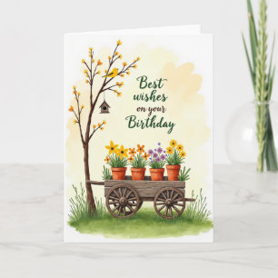 Geburtstagskarte mit Blumenwagen Karte