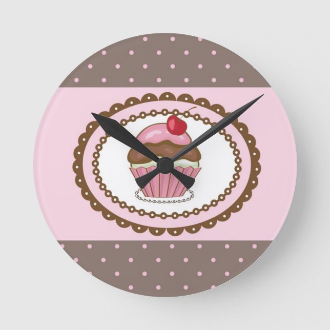 Geburtstagskarte mit cupcake runde wanduhr (Vorderseite)