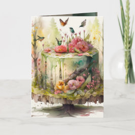 Geburtstagskarte mit fabelhaftem Kuchen im Wald Karte