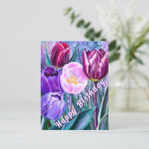 Geburtstagskarte mit farbenfrohen Tulpen Postkarte