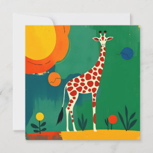 Geburtstagskarte mit farbenprächtiger Giraffe