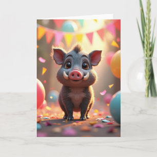 Geburtstagskarte mit festlichem Schwein Karte
