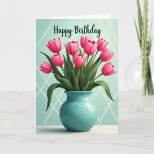 Geburtstagskarte mit floralen Tulpen Karte