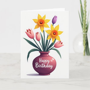 Geburtstagskarte mit Frühlingsblüten Karte