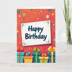 Geburtstagskarte mit gemusterten Geschenken Karte