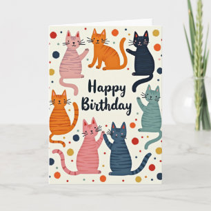 Geburtstagskarte mit gepunkteter Katze Karte