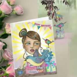 Geburtstagskarte mit handgemalten Schwester mit Ku Karte