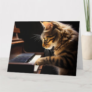 GEBURTSTAGSKARTE MIT KATZE AM KLAVIER FÜR FREUNDE DANKESKARTE